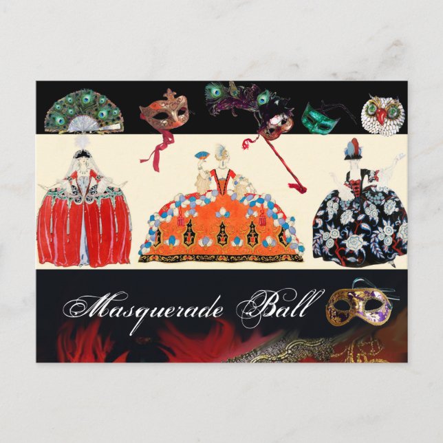 POSTAL ROCOCO LADIES MARDI GRAS MASAJES DE BALLERA MASQUE (Anverso)