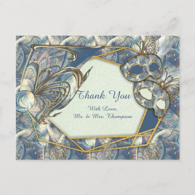 Postal Rococo rico Romantic Gold Relieves y máscaras (Anverso)