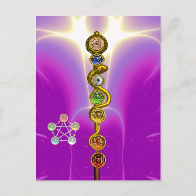 POSTAL ROD DE ASCLEPIUS 7 CHAKRAS,YOGA ,ENERGÍA ESPIRITUA (Anverso)