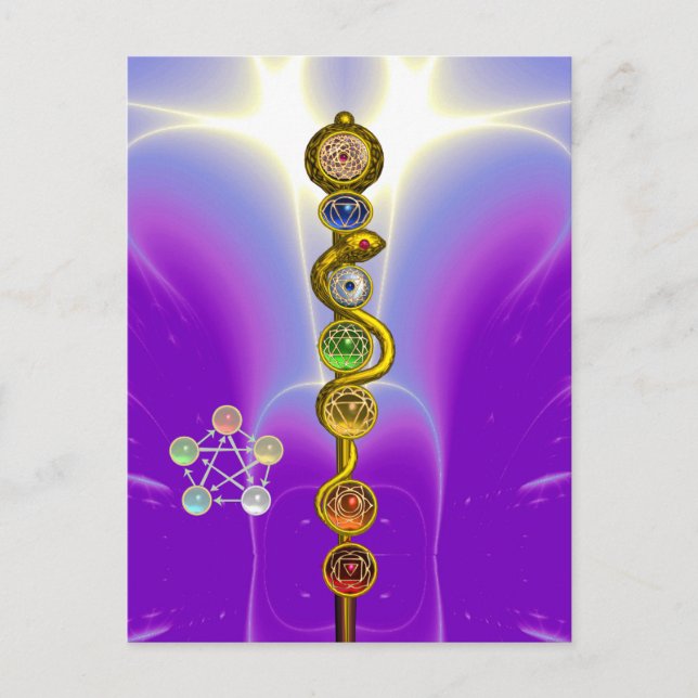 POSTAL ROD DE ASCLEPIUS 7 CHAKRAS,YOGA ,ENERGÍA ESPIRITUA (Anverso)