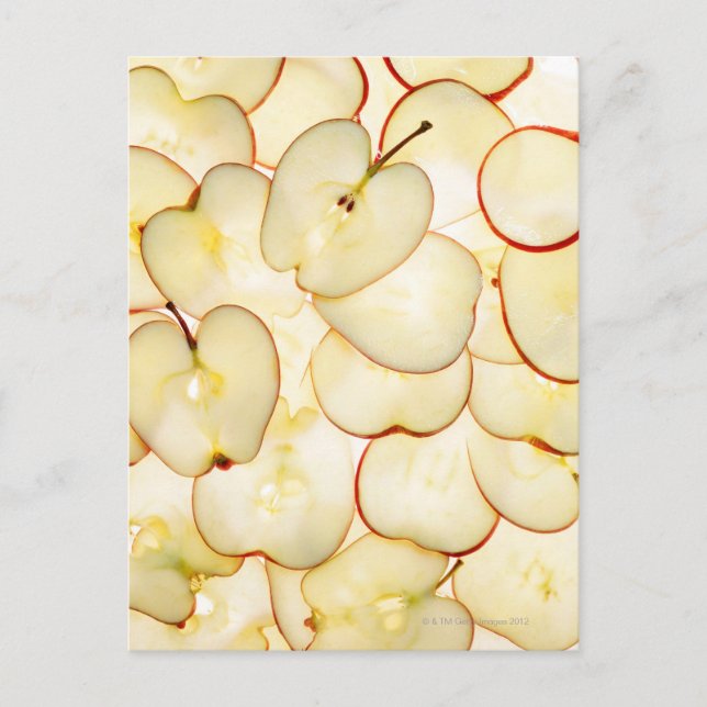Postal rodajas de manzana retroiluminadas y dispuestas en (Anverso)