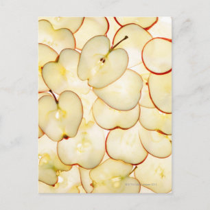 Postal rodajas de manzana retroiluminadas y dispuestas en