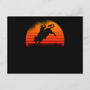 Postal Rodeo Cowboy Occidental Wild West Retro Bull