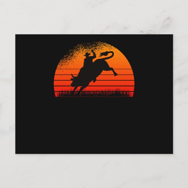 Postal Rodeo Cowboy Occidental Wild West Retro Bull (Anverso)