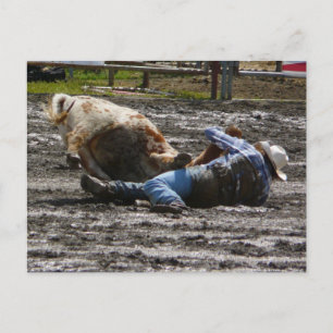 Postal Rodeo Cowboy Steer Wrestling