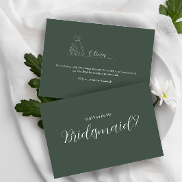 Postal ROE Dusky Green & White Simple Bridesmaid