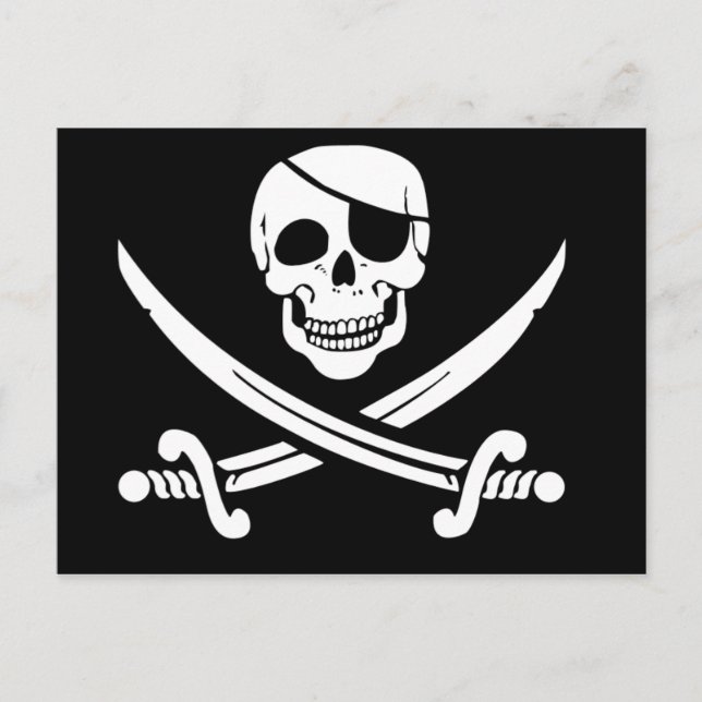 Postal Rogelio alegre, bandera de pirata (Anverso)