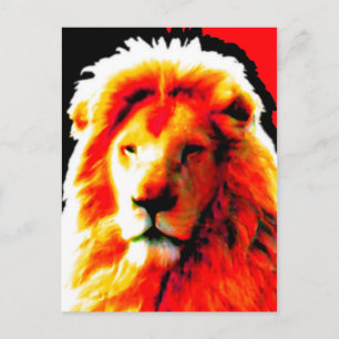 Postal roja de la cabeza del león