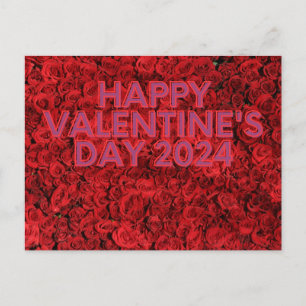 Postal roja feliz día de San Valentín 2024