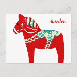 Postal roja sueca del caballo de Dala