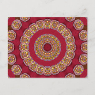 Postal Rojas Amarillas Rosetas Mandala de Oro