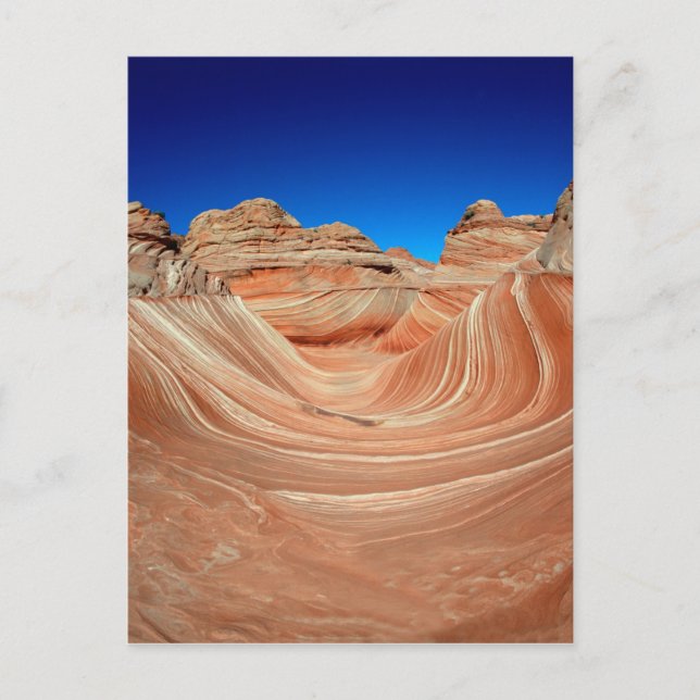 Postal Rojo, beige y amarillo con rayas de viento y (Anverso)