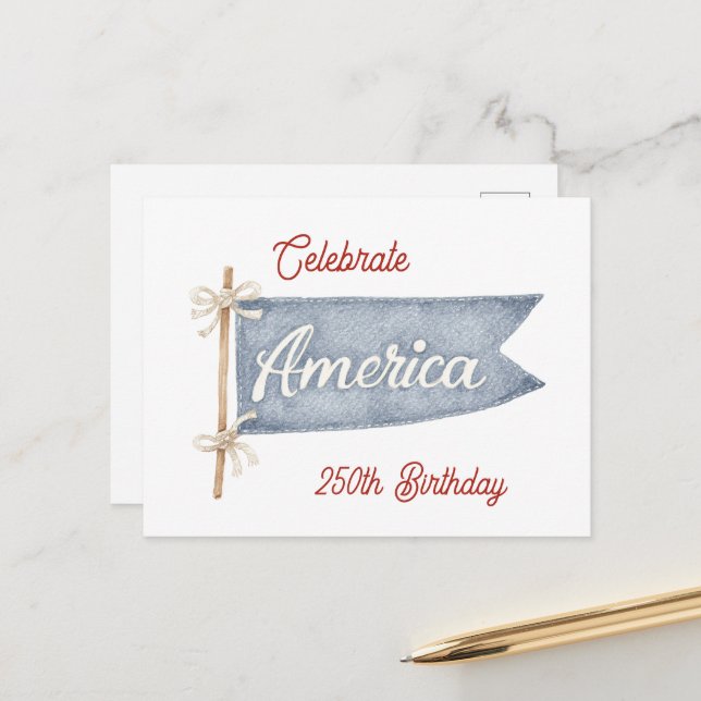 Postal Rojo Blanco Azul Celebra América  (Anverso/Reverso In Situ)
