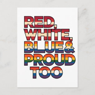 Postal Rojo Blanco Azul Y Orgulloso También LGBTQ Patrió