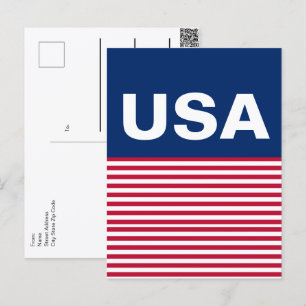 Postal Rojo Blanco y Azul Patriótico Doble Cara USA