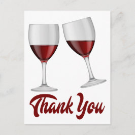 Postal Rojo Borgoña Gracias Vino / Gafas De Champagne
