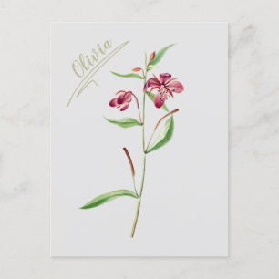 Postal rojo botánico minimal vintage para ella