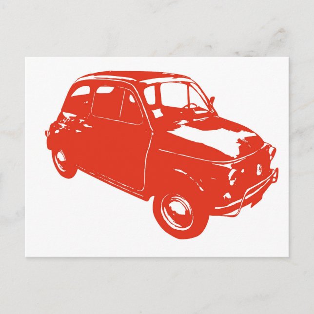 Postal rojo coche original (Anverso)