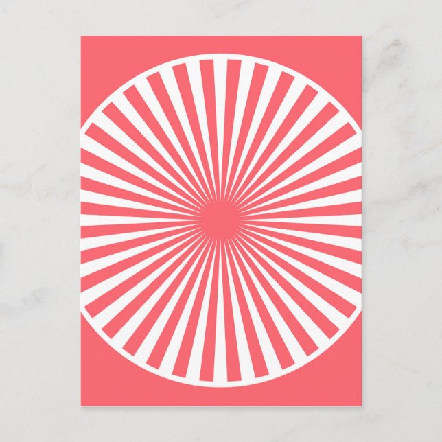 Postal Rojo coral con patrón de círculo blanco (Anverso)