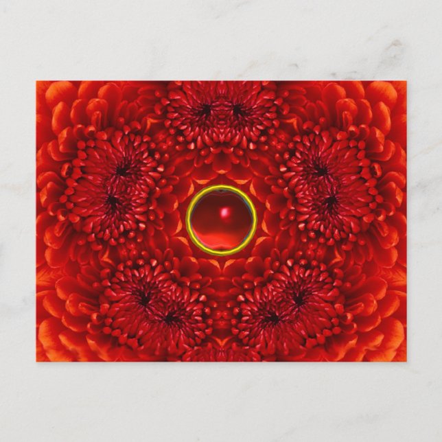 Postal ROJO DAHLIA Y RUBY GEMSTONE Floral (Anverso)