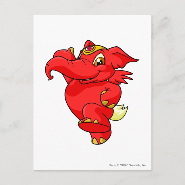 Postal Rojo de Elephante (Anverso)