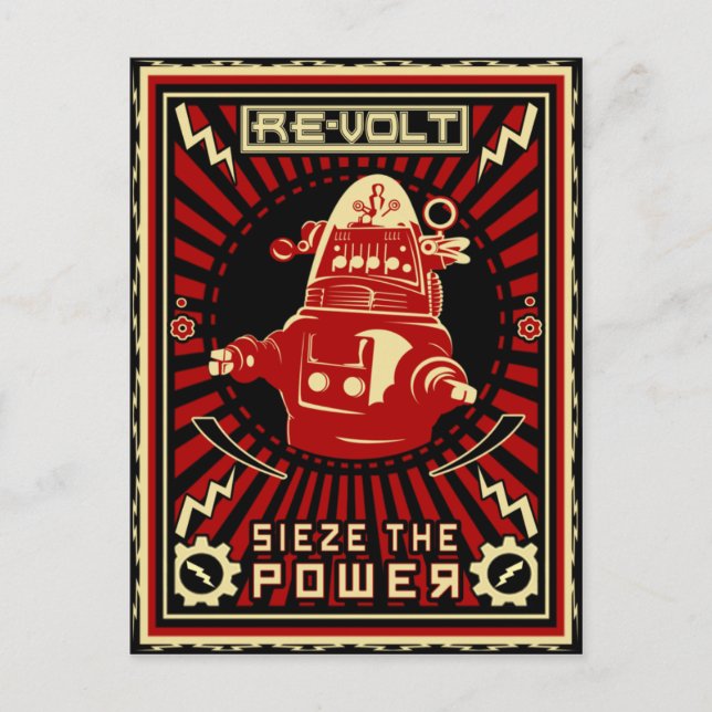 Postal Rojo de la Revolución Robot (Anverso)