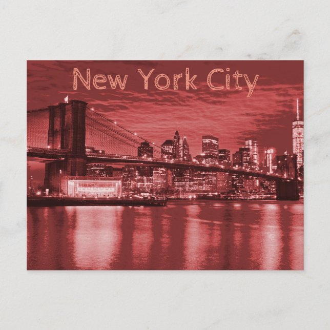 Postal Rojo del cielo de Nueva York (Anverso)