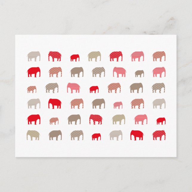 Postal rojo elefante (Anverso)