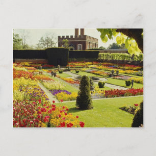 Postal Rojo Hampton Court Palace Garden, flores de Inglat
