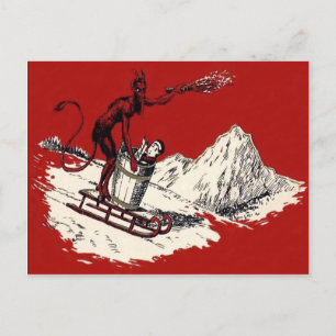 Postal Rojo Krampus Sleigh Mountain Switch Secuestrado