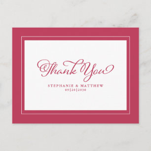 Postal Rojo Magenta Blanco Elegante Moderno Agradecimient