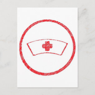 Postal rojo médico cruz de enfermera de hospital urgencia