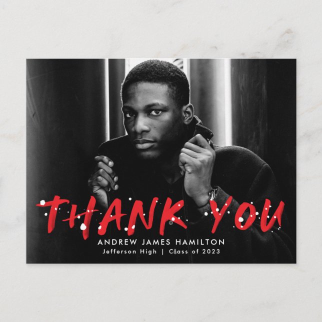 Postal Rojo | Moderna Paint Splatter Photo You (Anverso)