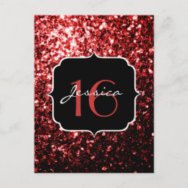Postal Rojo oscuro brillo falso destellos glamour Sweet 1
