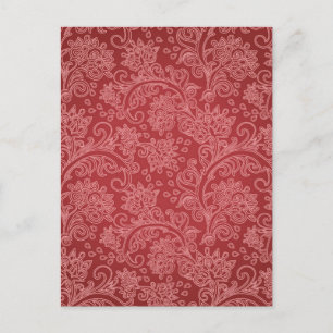 Postal Rojo Paisley Damask Diseñador Floral Vintage Clási