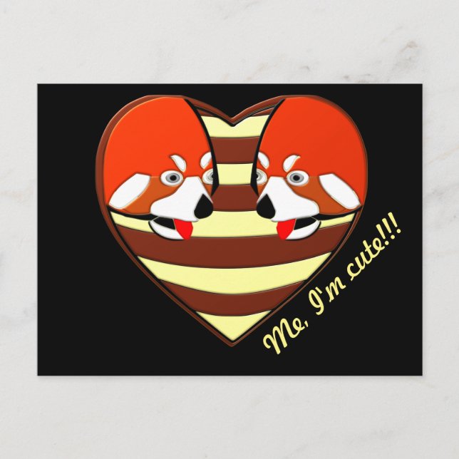 Postal Rojo Panda, corazón de amor (Anverso)
