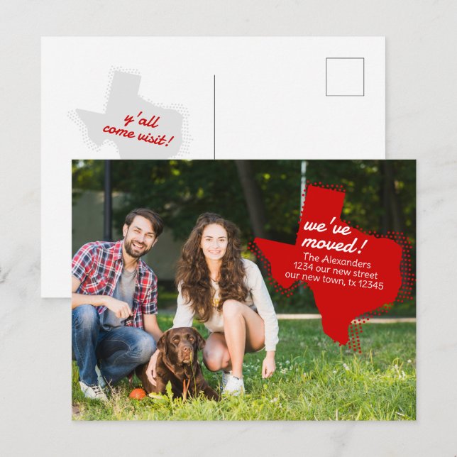 Postal Rojo que nos hemos mudado - Tejas montadas moviénd (Anverso / Reverso)