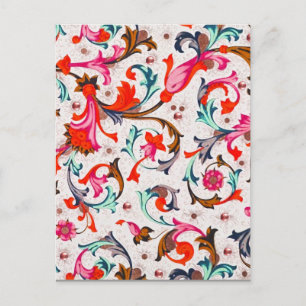 POSTAL ROJO RENACIMIENTO FLORENTINO  REMOLINOS FLORALES, 