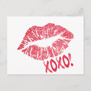 POSTAL ROJO RETRO AZÚCAR LIPS XOXO