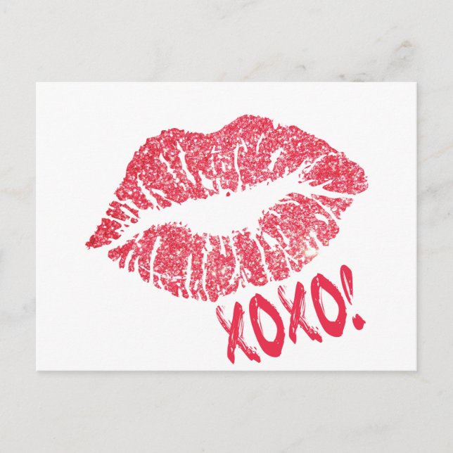 POSTAL ROJO RETRO AZÚCAR LIPS XOXO (Anverso)