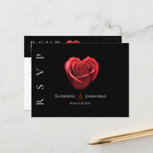 Postal Rojo Rojo en forma de corazón moderno-RSVP-Boda-