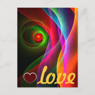 Postal Rojo Verde Naranja Moderno Patrón de Arte Abstract