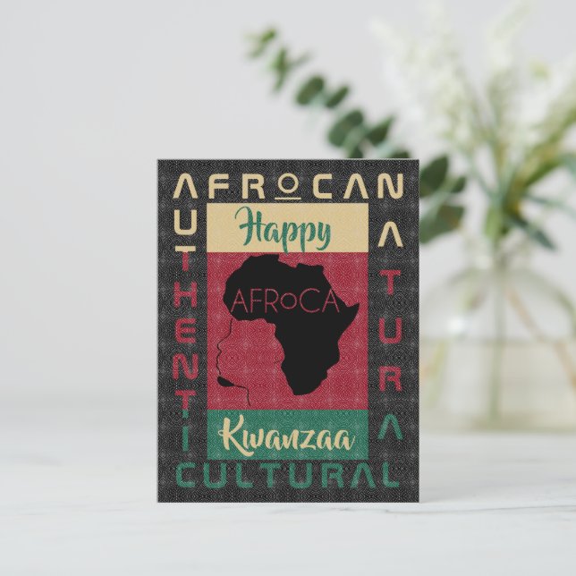 Postal rojo verde negro AFRoCA Afro África Herencia Negra (Anverso de pie)