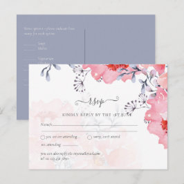 Postal Rojor Presupuestario Rosa Floral Polvoriento Azul 