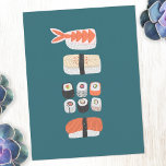 Postal Rollo de sushi nigiri Maki japonés<br><div class="desc">Arte gastronómico japonés para los amantes del sushi,  sashimi,  nigiri y maki.</div>