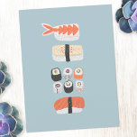 Postal Rollo de Sushi Nigiri Maki japonés<br><div class="desc">Arte gastronómico japonés para los amantes del sushi,  sashimi,  nigiri y maki.</div>