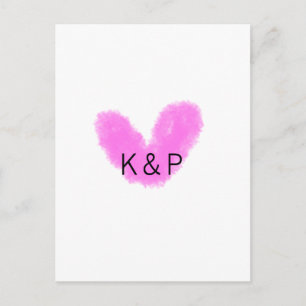 Postal Rom letra nombre pareja boda corazón rosa monogram