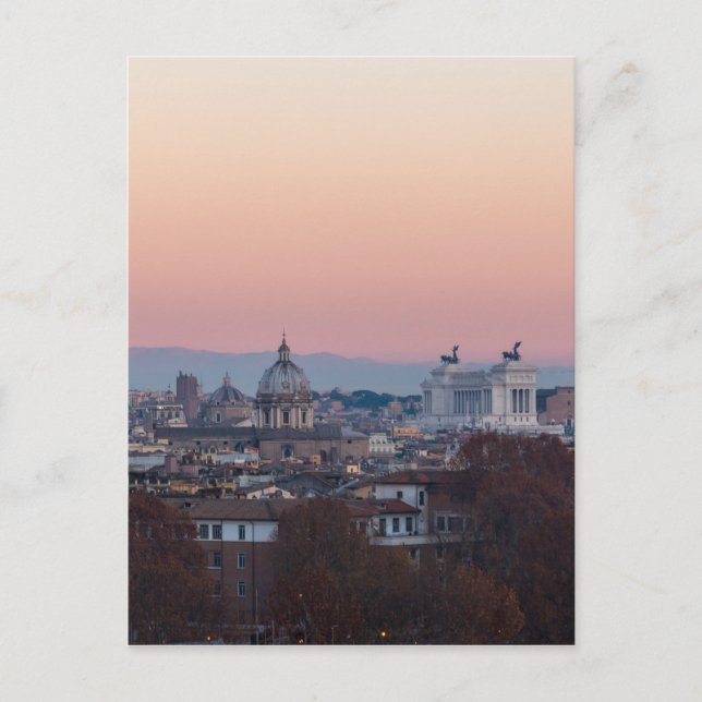 Postal Roma desde el panorama de Gianicolo al atardecer (Anverso)