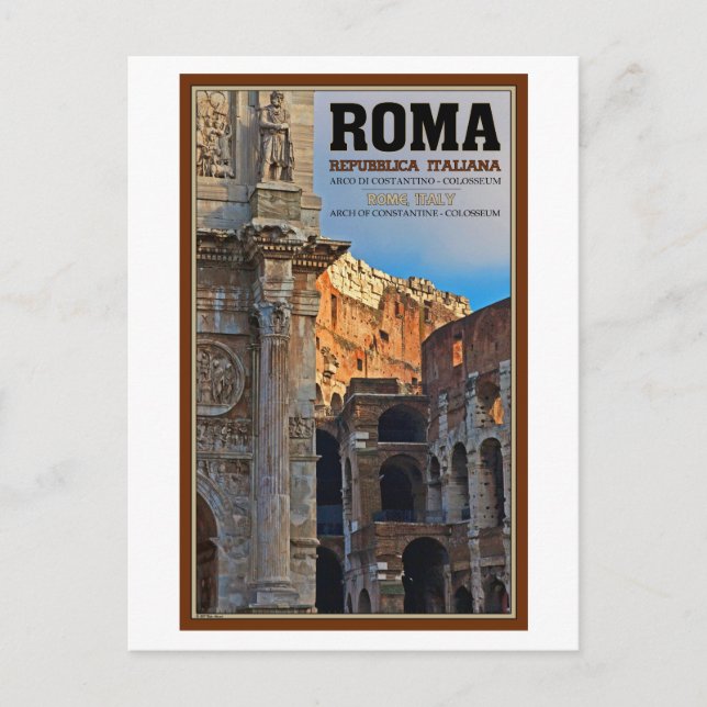 Postal Roma - el Arco de Constantina y el Coliseo (Anverso)