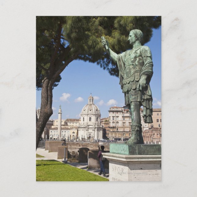Postal Roma, el Foro, estatua de César (Anverso)